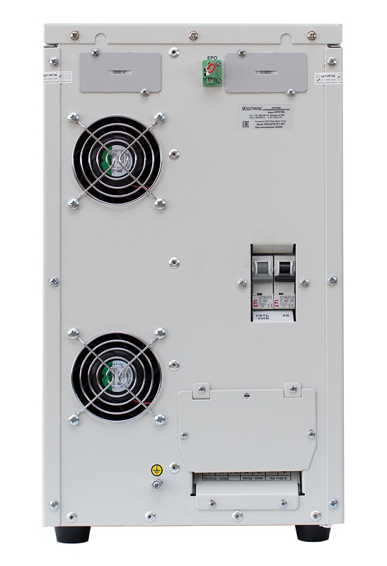 Источник бесперебойного питания напольный, on-line (с двойным преобразованием), чистая синусоида, 10000 ВA (8000 Вт); U-вх.220 В; под внешние аккумуляторы, U-акб.192 В, I-заряд.1…4 А; ЖК-дисплей; клеммное подключение (L, N, PE); холодный старт, совместим с генератором; IP20, t-раб.+5...+40°C, 438х250х572 м