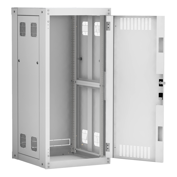 Напольный шкаф 19", 24U, металлическая дверь, цельнометаллические стенки, Ш600хВ1242хГ600мм, в разобранном виде, серый