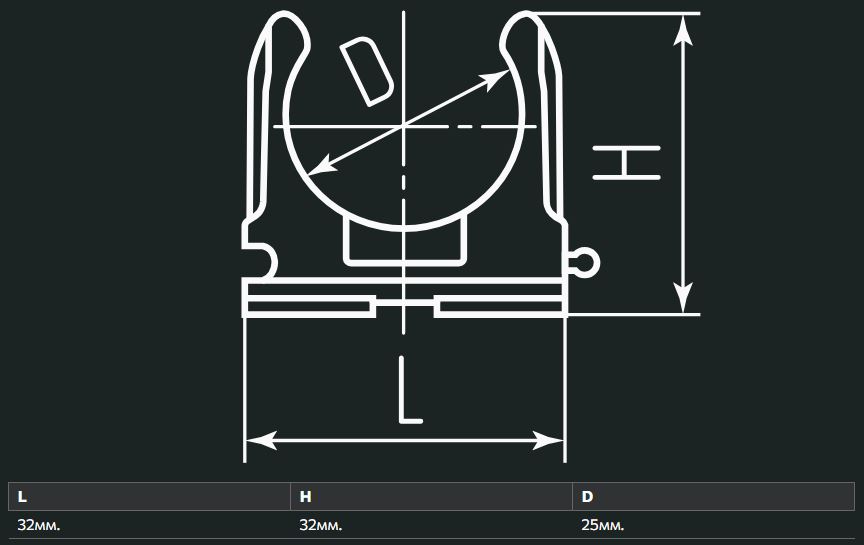Крепеж клипса D25 FORTISFLEX, (в упаковке 100 шт.)