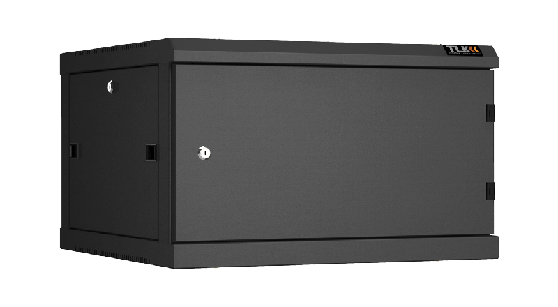 Настенный разборный шкаф TLK 19", 6U, металлическая дверь, Ш600хВ370хГ600мм, 2 пары монтажных направляющих, черный