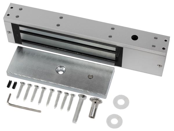 Электромагнитный замок, мониторинг, СИД, внутреннее исполнение, 12 VDC / 500мА или 24VDC / 250мА, усилие 350 кг.