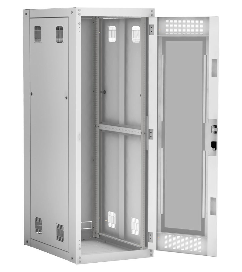 Напольный шкаф 19", 33U, стеклянная дверь, цельнометаллические стенки, Ш600хВ1641хГ800мм, в разобранном виде, серый
