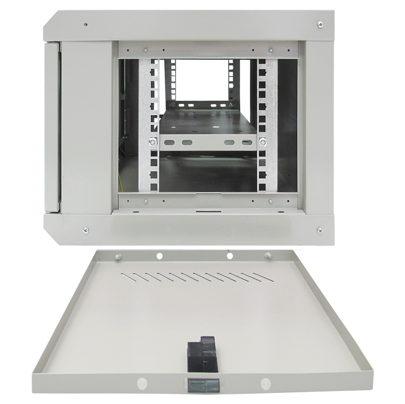 Настенный шкаф 19, 6U, Тип двери: Металлическая перфорированная, Высота: 300 мм, Глубина: 400 мм, Ширина: 530 мм, Статическая нагрузка: 90 (стена), 300 (опоры) кг, Цвет: Серый, IP20, Климатическое исполнение: УЗ, 1 полка в комплекте