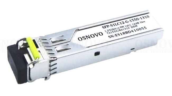 Оптический SFP Модуль. Одно волокно Single Mode. Скорость: до 1,25 Гбит/c. Тип разъема: LC. Оптический бюджет: 12дБ. Расстояние передачи - до 3км. Tx:1550/Rx:1310. Поддержка DDM. 13,7x12,2x56,7мм. 0…+70°С.