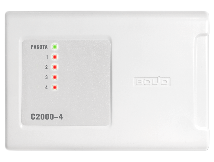 Блок приемно-контрольный охранно-пожарный 4 шлейфа, возможность програм. параметров, два релейных выхода, вход Touch Memory