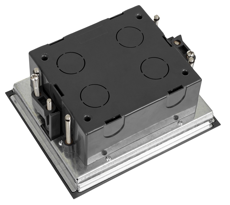 Лючок напольный, 8 модулей, горизонтальный, пластиковая крышка, серый
