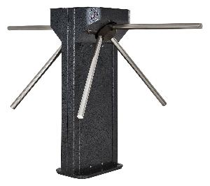 Двусторонний электромеханический турникет (трипод), ширина прохода 1470 мм, 12 В/3 А, световая индикация, пульт управления, широкая стойка, закругленный корпус. Без преграждающих планок.