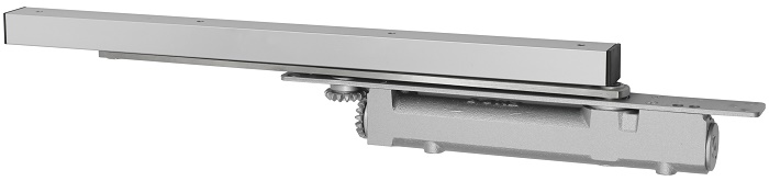 Доводчик двери врезной cо скользящей тягой EN 2-4, 30 - 85 кг, 1100 мм, 2-х скор., HO - удержание в открытом положении, SL - алюм