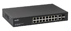 Управляемый L2+ коммутатор PoE Plus, 300Вт, порты: 16-Ethernet, 2-Uplink, 2-SFP