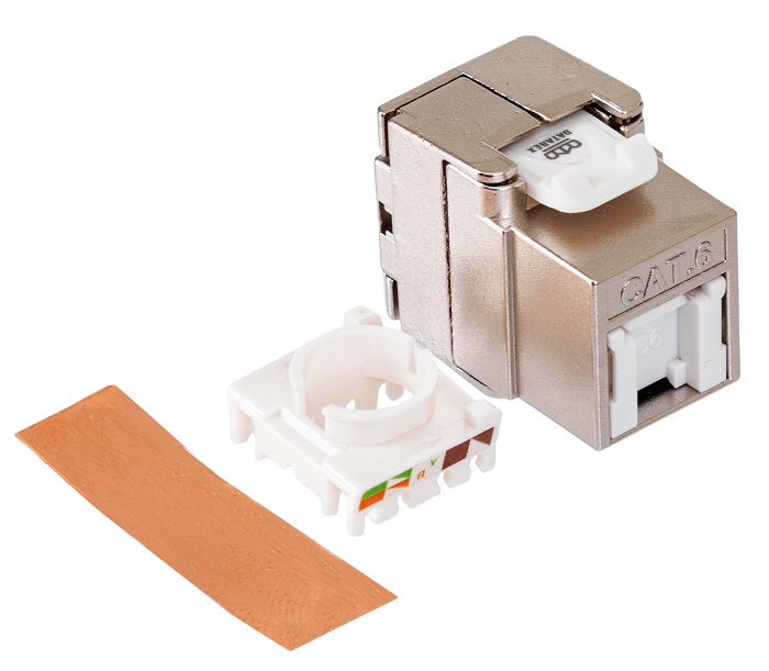 Модуль Keystone кат.6, STP, 1xRJ45, T568A/B, без инструмента, белый