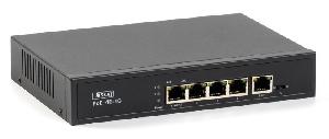 Коммутатор неуправляемый PoE Plus, мощность 65Вт, порты: 4-Ethernet, 1-Uplink