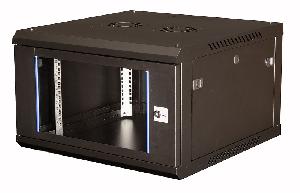 Шкаф 19" телекоммуникационный настенный, 6U 368х600х600 мм, дверь стекло, черный