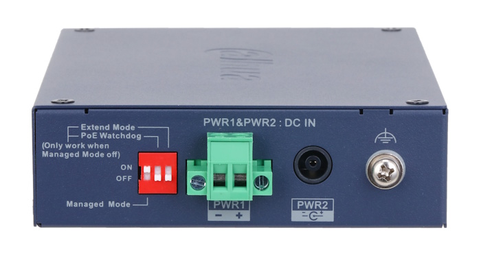 4-портовый PoE коммутатор с функцией облачного управления, Порты: 4 RJ45 10/100Мбит/с (PoE/PoE+/Hi-PoE), 2 SFP 1000Мбит/с (uplink); мощность PoE: порт 1 до 60Вт, порты 2~4 до 30Вт, суммарно до 60Вт; PoE watchdog, передача до 250м; питание: 48~57В(DC); грозозащита: до 6кВ; рабочая температура: -30°С~+65°С; IP30, IK06; монтаж на DIN-рейку