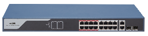 Коммутатор L2, Смарт-управляемый, 16 портов 10/100M RJ45 PoE, 1 uplink порт 1000М RJ45 1 гигабитный комбо-порт, 802.3af/at, бюджет питания PoE 230 Вт, поддержка режима передачи до 300м,10Мб/с, CAT6; защита от перенапряжения 6 кВ; Поддержка унифицированного управления топологией, облачное управление, монтаж в стойку