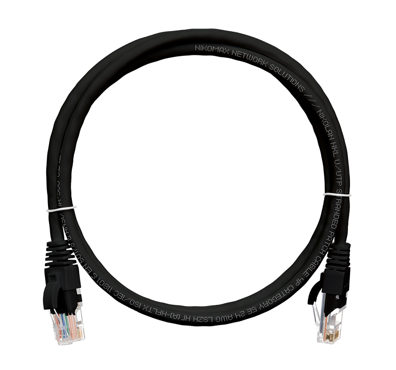 Патч-корд 0,5 метра U/UTP 4 пары, Кат.5е, LSZH, 2хRJ45/8P8C, T568B, Molded, черный