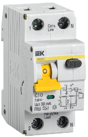 Автоматический выключатель дифференциального тока АВДТ-32 1п+N 10А 30мА C (Электронный), KARAT IEK