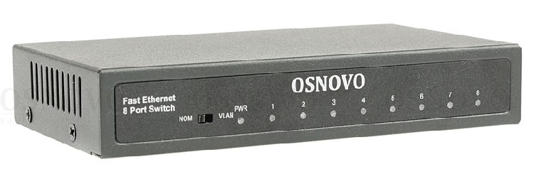 Неуправляемый коммутатор Fast Ethernet на 8 RJ45 портов. Порты: 8 x FE (10/100Base-TX). Изоляция портов (VLAN). Auto MDI/MDIX Встроенная грозозащита 3кВ. В комплекте БП DC12V(1A). 138 x 25 x 80мм. -10...+55 гр. С.