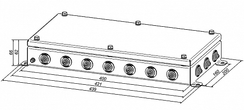 Коробка монтажная огнестойкая IP55, 20 вводов,&nbsp;&nbsp;фарфоровый клеммник 64 контакта, до - 3 мм кв., 200х400х60 мм, Сталь оцинкованная 1,2 мм с полимерным покрытием (белый)
