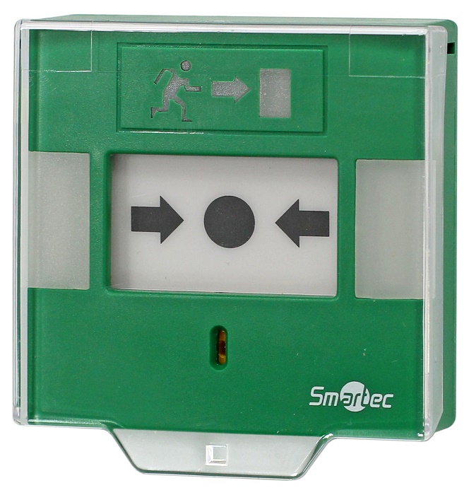 Устройство разблокировки двери с восстанавливаемой кнопкой активации, световая/звуковая индикация, защитная прозрачная крышка, 2 группы контактов НР/НЗ