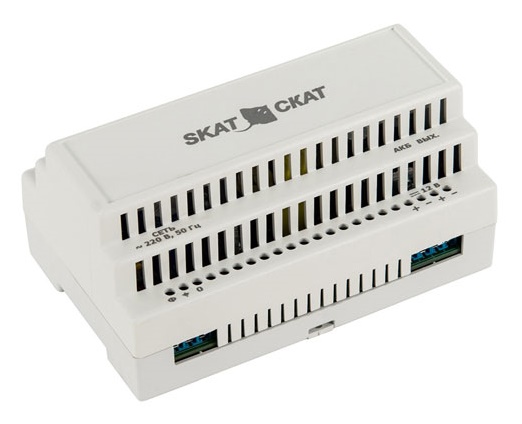 Источник бесперебойного питания 12В 6А пластиковый корпус под DIN рейку 35 мм, Защита от КЗ в нагрузке, Защита АКБ от глубокого разряда и преполюсовки. Внешний АКБ от 7Ач. 139х89х65 мм