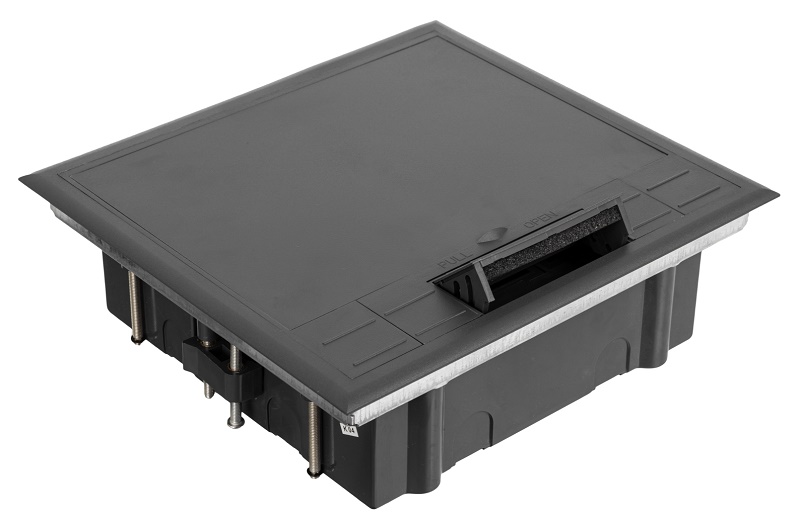 Лючок напольный, 12 (2x6) модулей, вертикальный, пластиковая крышка, серый