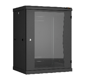 Настенный разборный шкаф TLK 19", 15U, стеклянная дверь, Ш600хВ770хГ450мм, 2 пары монтажных направляющих, черный