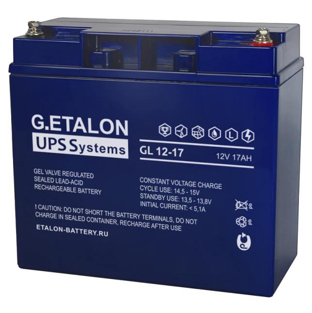 Аккумулятор 17 А/ч 12В, 181х77х167 мм, вес 5,5 кг, G.ETALON
