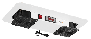 Вентиляторный блок TLK для настенных шкафов серии TWM, TWC-R, для напольных шкафов серии TFR-R глубиной 600 мм, 2 вентилятора с фильтрующими элементами (нижние решётки пластиковые с фильтром), терморегулятором и датчиком, без шнура питания, серый