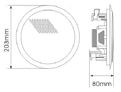 Громкоговоритель потолочный, белый, 80 Гц - 20 кГц, 94 дБ, 100 В, 6/3/1.5 Вт для системы LPA-EVA