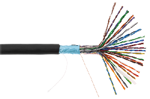 Кабель F/UTP 25 пар, Кат.5 (Класс D), 100МГц, одножильный, BC (чистая медь), внешний, PE до -40C, черный, 305м