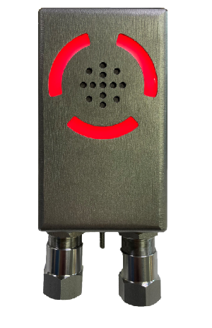 Оповещатель светозвуковой для взыровоопасных зон классов "0", "1" и "2,  IP66/IP68. -60 до +85°C. Цвет свечения красный, Три режима свечения. Корпус Оцинкованная сталь, 12-36 VDC/12-28 VAC.