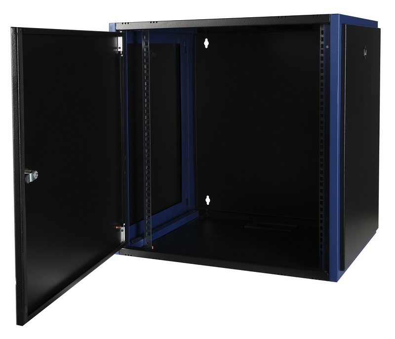 Шкаф настенный. 19", 12U 600х450, металлическая дверь, черный.