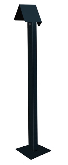 Стойка для кнопки выхода. Защитный козырек от атмосферных осадков, основание для крепежа. Высота 1130 мм, труба 30х60 мм, цвет черный