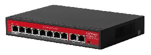 10-портовый AI коммутатор с функцией PoE; 8*10/100Base-TX PoE port(Data/Power); 2*10/100Base-TX uplink RJ45 port (Data); 1-8 порты с поддержкой PoE (первый порт с поддержкой HiPoE_60W); Полоса пропускания 2Гбит/с; MAX 120Вт (AC100-240В 50/60Гц); Встроенный БП AC100~240В 50-60Гц 1A;  -10~+55°C; 5%~90% RH; IP30