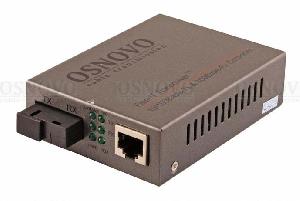 Оптический Fast Ethernet медиаконвертер для передачи Ethernet по одному волокну одномодового оптического кабеля до 20км (по многомодовому кабелю до 1,5км).
