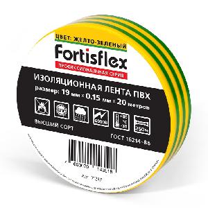 Изолента ПВХ 19х0.15х20 жёлто-зелёная FORTISFLEX