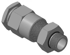 Кабельный ввод для бронированного кабеля с двойным уплотнением резьбой М25х1,5 мм, внешним диаметром кабеля D=18-22 мм и проходным диаметром кабеля d=8-12 мм