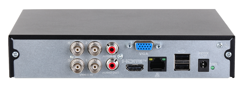 4-канальный HDCVI-видеорегистратор c SMD, HDCVI, AHD, TVI, IP, CVBS; до 5Мп; запись: до 5M-N@10к/с, 1080P@15к/с, 1080N@25к/с; кодирование: AI-Coding, H.265+, H.265, H.264+, H.264; IP-каналы: до 6 каналов до 6Мп; накопители: 1 SATA III до 16Тбайт; видеоаналитика: 4кн интеллектуальный детектор движения SMD Plus, интеллектуальный поиск, 1 HDMI, 1 VGA; сеть: 1 RJ45 100Мбит/с; аудиовх/вых: 1/1, двунаправленная аудиосвязь: 4 HDCVI-канала; питание: 12В(DC)