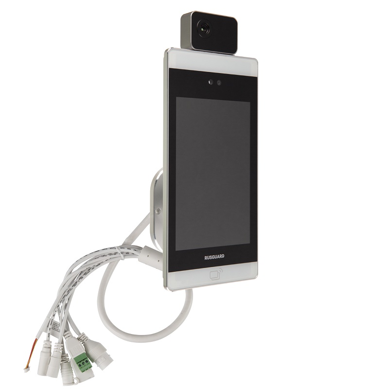 Терминал распознавания лиц. Металлический корпус с экраном 8". Ethernet 100Base-TX, RS-232, Wiegand, релейный выход. До 50 000 лиц. Измерение температуры человека и контроля наличия защитной маски на лице. Крепление на стену.