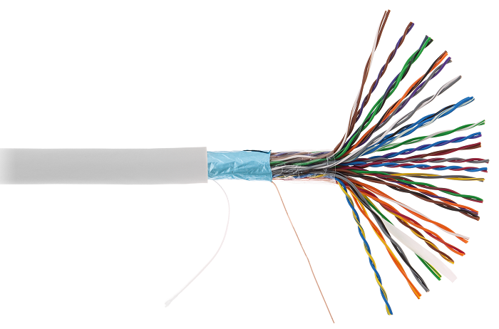 Кабель F/UTP 25 пар, Кат.5 (Класс D), 100МГц, одножильный, BC (чистая медь), внутренний, PVC нг(B), серый, 305м
