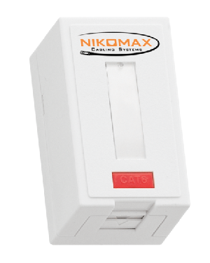 Корпус настенной розетки, 1 порт, под модули-вставки типа Keystone, со шторкой, белый