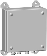 Коробка монтажная, установлена клеммная колодка с 6-ю зажимами под провод сечением до 4-х мм, IP66. -60°С...+70°С. 256х200х97мм.
