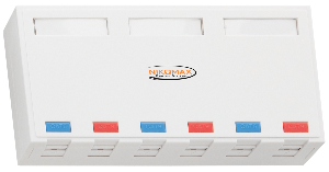 Корпус настенной розетки, 6 портов, под модули-вставки типа Keystone, со шторками, белый