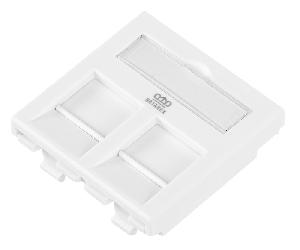 Адаптер 45х45 мм для модуля Keystone, 2 порта, шторки, белый