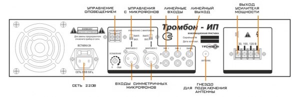 Информационная приставка для воспроизведения информации с различных носителей, приема сигналов эфирного вещания и передачи их в систему оповещения. 