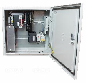 Уличный коммутатор с термостабилизацией и резервным питанием на базе уличной станции OSNOVO OS-44TB1. Порты: 6 x FE (10/100Base-T) с PoE (до 30W) + 2 x FE (10/100Base-T) с PoE (до 60W) + 1 x GE (10/100/1000Base-T) + 2 x GE SFP (1000Base-X)