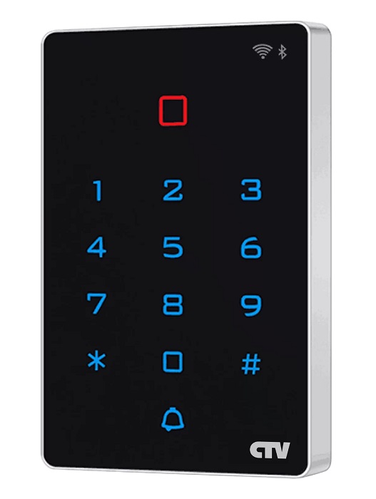 CTV-KR10 EM-WF - Контроллер-считыватель с сенсорной клавиатурой для считывания кодов EM-MARINE и возможностью удаленного управления по Wi-Fi через приложение CTV HOME,  дальность считывания до 8 см, вых. Wiegand 26, кол-во польз.: 2000, IP-65, ABS пластик, цвет: черный Контроллер-считыватель с сенсорной клавиатурой для считывания кодов EM-MARINE и возможностью удаленного управления по Wi-Fi через приложение CTV HOME,  дальность считывания до 8 см, вых. Wiegand 26, кол-во польз.: 2000, IP-65, ABS пластик, цвет: черный