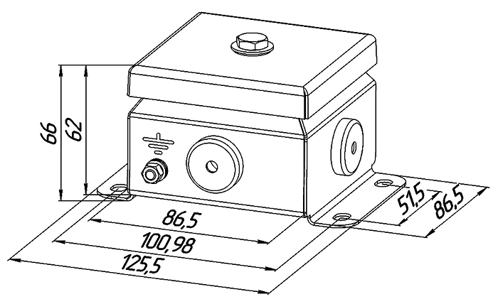 Коробка монтажная общепромышленные, оцинкованная сталь 1,2мм, IP66, 86х86х62 мм, 4 вводов, диаметр присоединяемого кабеля: М20 (8-13), (Р) - резиновый ввод