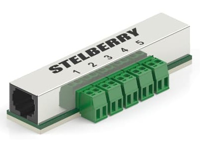 Расширитель тревожных кнопок. Имеет входной и выходной проходные разъёмы RJ45. Расширители подключаются последовательно.