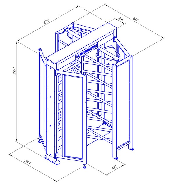 Полноростовой роторный турникет электромеханический однопроходной, 3-х лопастной 120°, Корпус турникета: крашеная сталь, цвет "белый антик", от 0С° до+50С°, Напряжение питания 12В¶